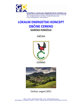 Lokalni Energetski Koncept Občine Cerkno Končno Poročilo