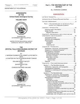 CONTENTS. United States Geological Survey LETTER of TRANSMITTAL