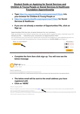 Student Guide on Applying for Social Services and Children & Young People Or Social Services & Healthcare Foundation Apprenticeship