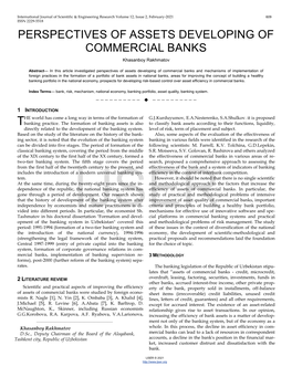 PERSPECTIVES of ASSETS DEVELOPING of COMMERCIAL BANKS Khasanboy Rakhmatov