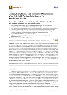 Design, Simulation, and Economic Optimization of an Off-Grid