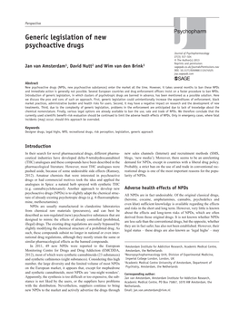 Generic Legislation of New Psychoactive Drugs