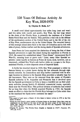 150 Years of Defense Activity in Key West, 1820-1970