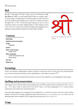 Contents Etymology Spelling and Pronunciation Usage