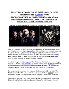 BFMV-Venom Video Press Release and Google Play Live EP