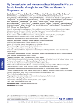 Pig Domestication and Human-Mediated Dispersal In