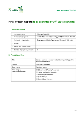Final Project Report (To Be Submitted by 30Th September 2016)