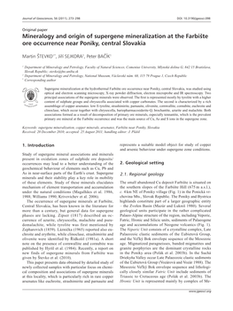 Mineralogy and Origin of Supergene Mineralization at the Farbište Ore Occurrence Near Poniky, Central Slovakia