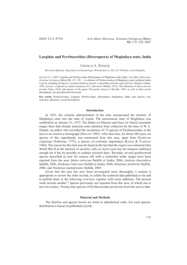 Largidae and Pyrrhocoridae (Heteroptera) of Meghalaya State, India