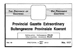 Provincial Gazette Extraordinary Buitengewone Provlnslale Koerant