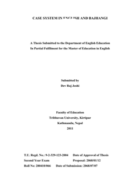 Case System in English and Bajhangi