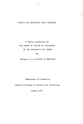 Studies on Lanthanide Shift Reagents A