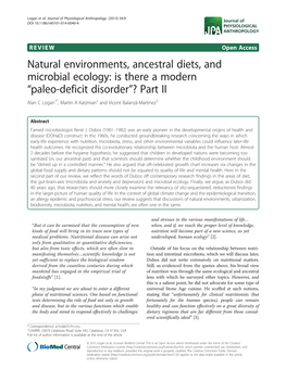 Natural Environments, Ancestral Diets, and Microbial Ecology