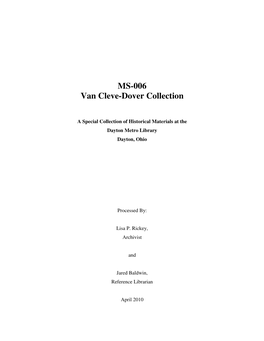 MS-006 Van Cleve-Dover Collection