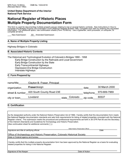 Highway Bridges of Colorado Multiple Property Documentation Form
