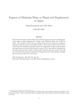 Impacts of Minimum Wage on Wages and Employment in Japan