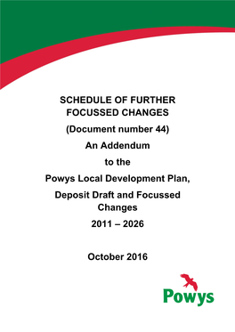 F SCHEDULE of FURTHER FOCUSSED CHANGES (Document