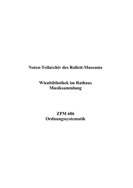 Noten-Teilarchiv Des Rollett-Museums Wienbibliothek Im