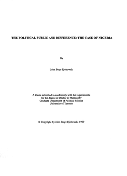 The Political Public and Difference: the Case of Nigeria