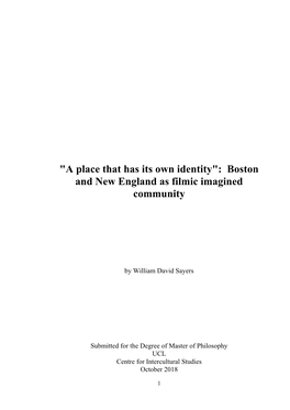 Boston and New England As Filmic Imagined Community