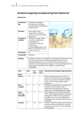 Konskevensutgreiing Masseplassering Stad Skipstunnel