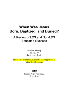 When Was Jesus Born, Baptized, and Buried?