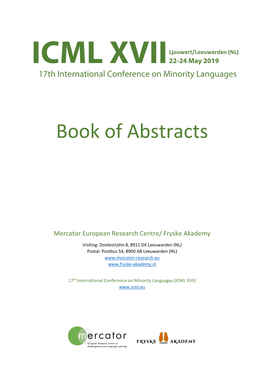 Book of Abstracts ICML 2019