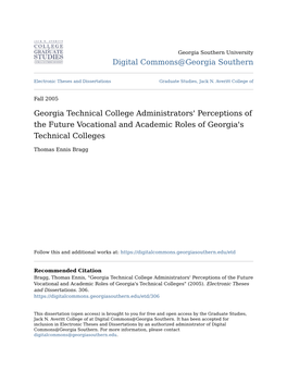 Georgia Technical College Administrators' Perceptions of the Future Vocational and Academic Roles of Georgia's Technical Colleges