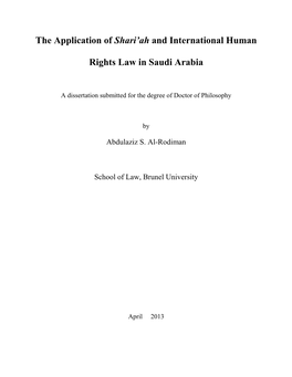 The Application of Shari'ah and International Human Rights Law In