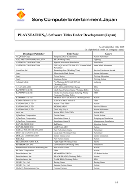 PLAYSTATION®3 Software Titles Under Development (Japan)(PDF)