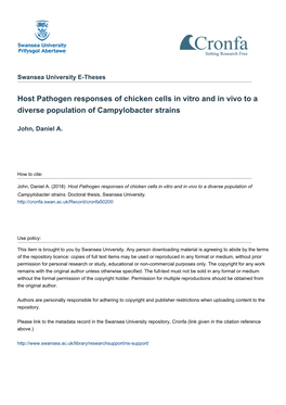 Host Pathogen Responses of Chicken Cells in Vitro and in Vivo to a Diverse Population of Campylobacter Strains