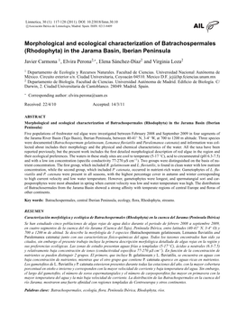 (Rhodophyta) in the Jarama Basin, Iberian Peninsula Javier Carmona 1, Elvira Perona2,∗,Elenasanchez-D´ ´Iaz2 and Virginia Loza2