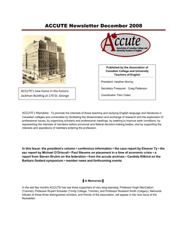 ACCUTE Newsletter December 2008