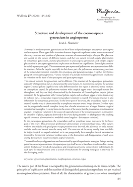 Structure and Development of the Coenocarpous Gynoecium in Angiosperms Ivan I