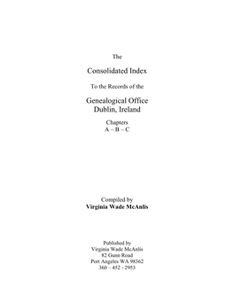 Consolidated Index Genealogical Office Dublin, Ireland