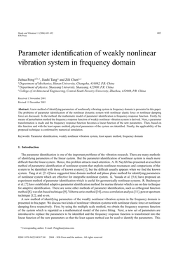 Parameter Identification of Weakly Nonlinear Vibration System in Frequency Domain