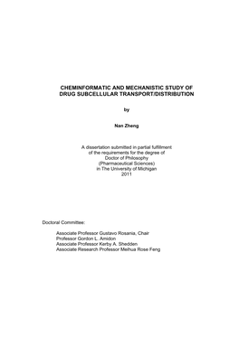 Cheminformatic and Mechanistic Study of Drug Subcellular Transport/Distribution