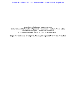 Appendix a to the Consent Decree Between the United States and the Puerto Rico Department of Transportation and Public Works