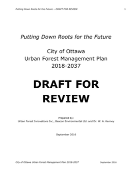 Draft Urban Forest Management Plan Does Not Incorporate the Organizational Changes That Are Ongoing at the City of Ottawa