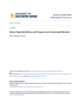 Maine Pegmatite Mines and Prospects and Associated Minerals