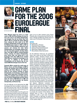 Game Plan for the 2006 Euroleague Final