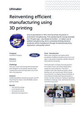 Reinventing Efficient Manufacturing Using 3D Printing