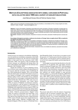 Beetles (Coleoptera) Associated with Animal Carcasses in Portugal: Data Collected Since 1995 and a Survey of Earlier Publications