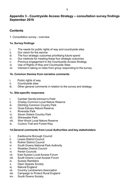 Appendix 3 - Countryside Access Strategy – Consultation Survey Findings September 2016