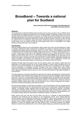 Broadband – Towards a National Plan for Scotland