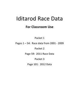 Iditarod Race Data for Classroom Use