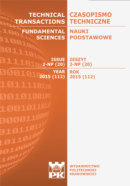 Technical Transactions Iss. 20. Fundamental Sciences Iss. 2-NP