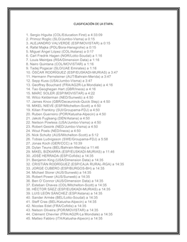 Clasificación De La Etapa