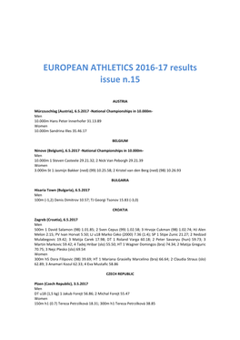 EUROPEAN ATHLETICS 2016-17 Results Issue N.15