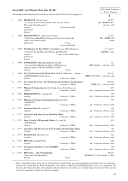 Karlheinz Stockhausen Auswahl Von Filmen German (PDF)